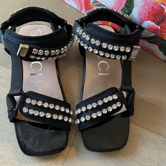 Authentic GUCCI rhinestone sandals, size 6.5 excellent condition, Teva style - Picture 2 of 16